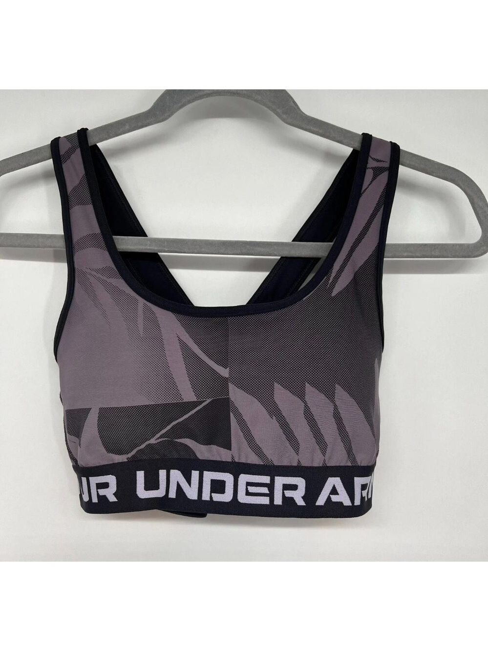 UNDER ARMOUR Black/Grey Abstract Elastic Underband Racerback Sports Bra Medium